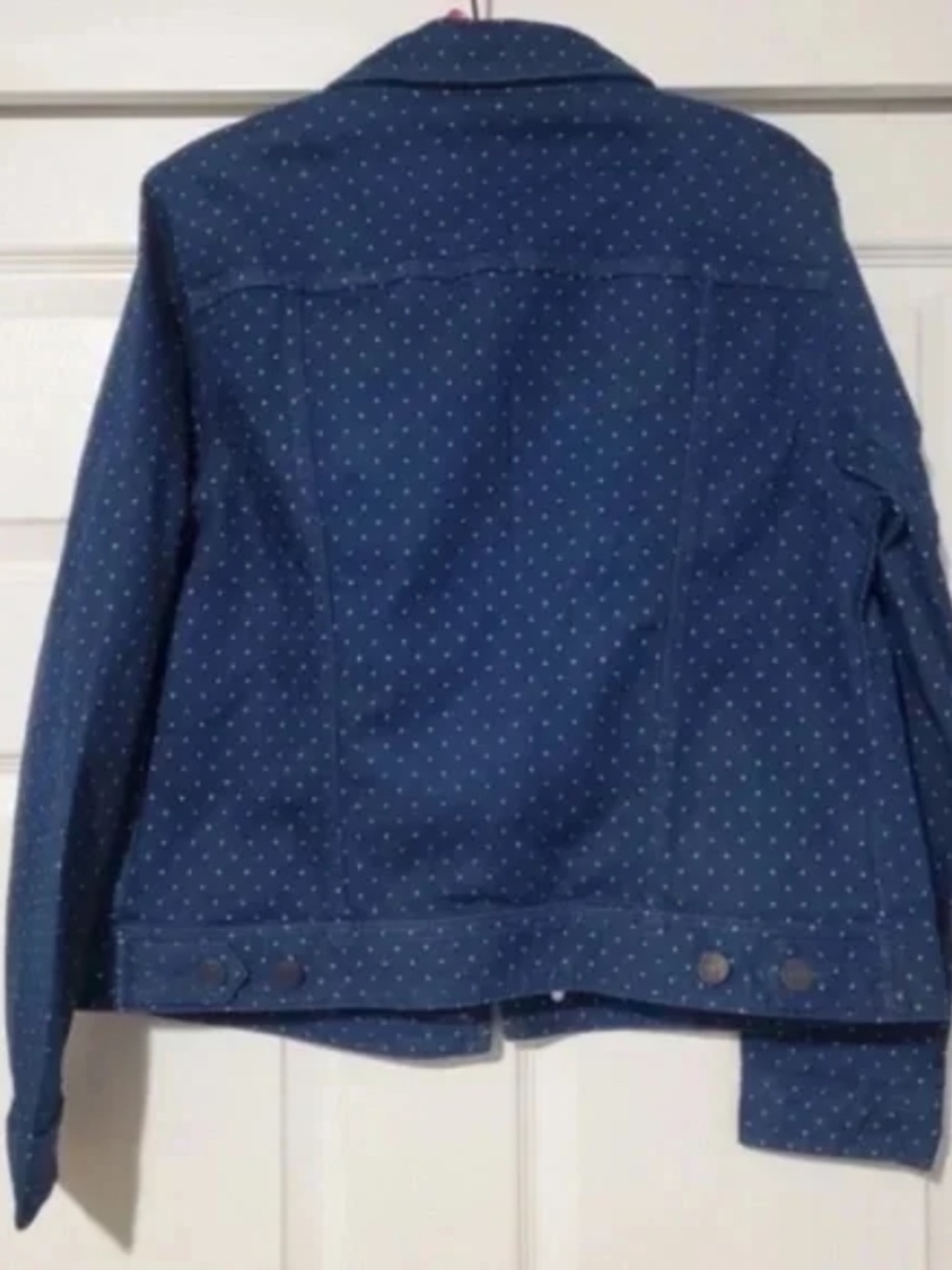 Talbots Denim Jacket with white polka dots - Picture 2 of 3